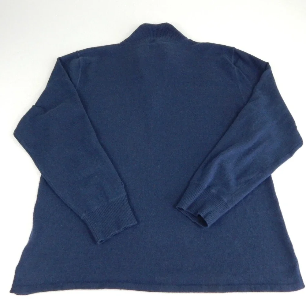 The North Face Pullover Wool Blend Sweater Mens L Blue 1/4 Zip Hiking Outdoors